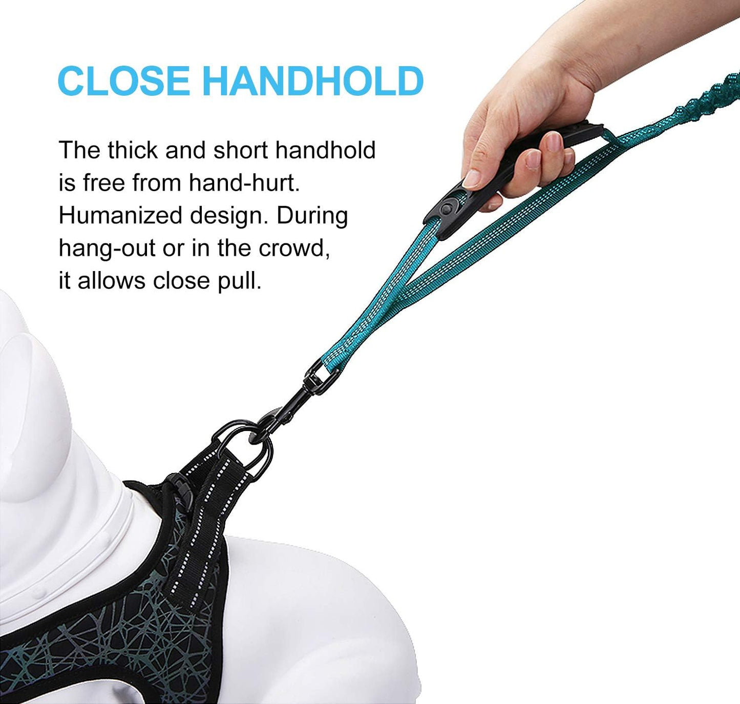 6FT Heavy Duty Elastic Large Dog Leash Shock Absorbing with Comfortable Padded Handle and Traffic Handle Suitable for Training