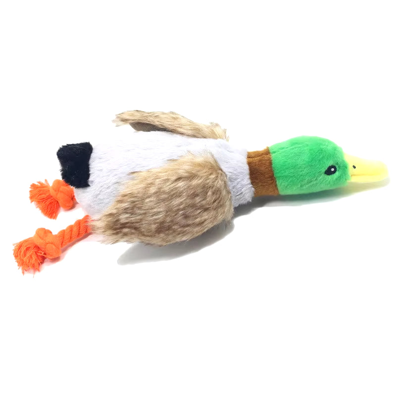 Plush Duck Squeaky Dog Toy with Chew Rope - Interactive Pet Accessory for Dental Health