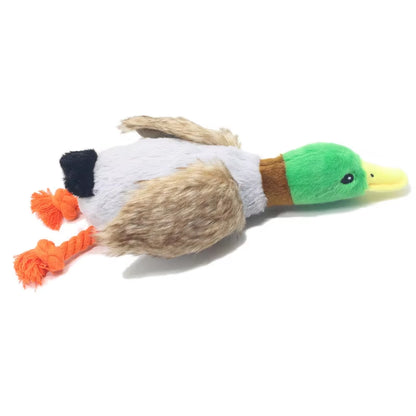Plush Duck Squeaky Dog Toy with Chew Rope - Interactive Pet Accessory for Dental Health