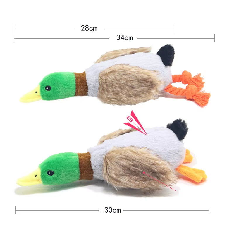Plush Duck Squeaky Dog Toy with Chew Rope - Interactive Pet Accessory for Dental Health